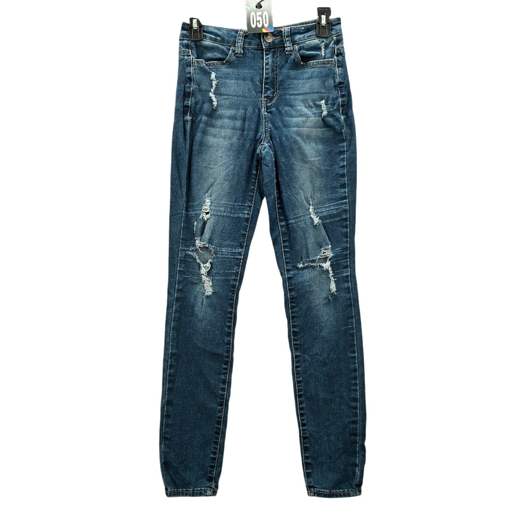 So Distressed Ultimate High Rise Denim Jeggings‎ Blue Pants Jeans Skinny 3